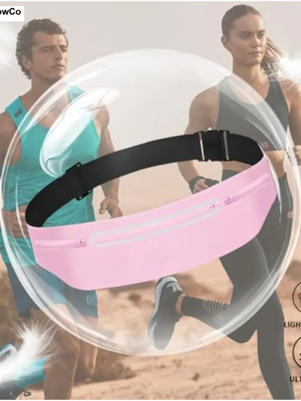 Waterproof Fanny Pack with 3 Zippered Pockets, Adjustable Running Belt Waist